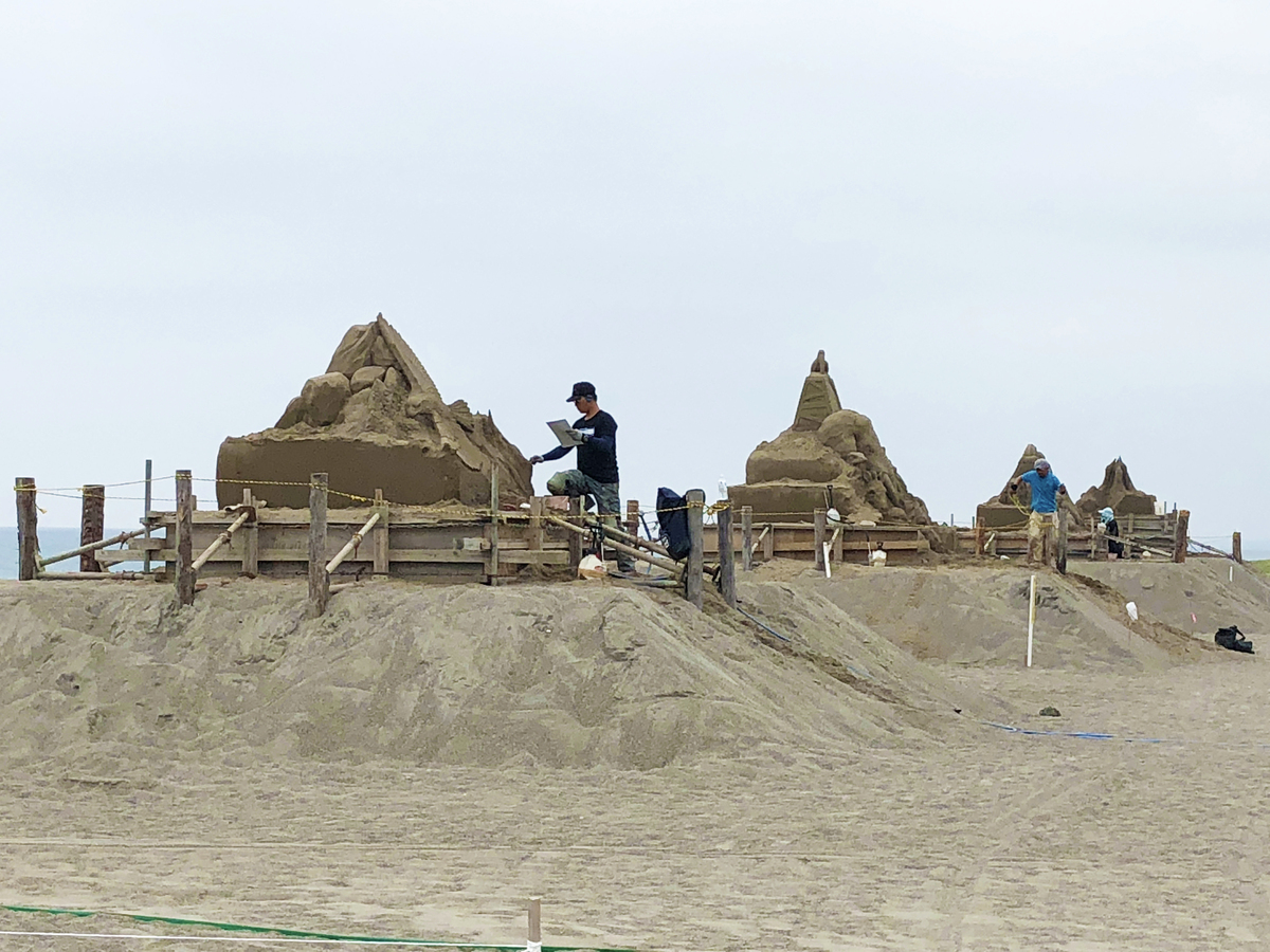 砂像の制作過程